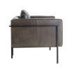 Armchair in brown leather in angular frame
