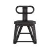 Sculptural sled-leg side chair created in glossy black rattan pole with rattan wrapping 