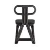 Sculptural sled-leg side chair created in glossy black rattan pole with rattan wrapping 