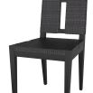 French-style sleek ebony wood and rattan dining chair