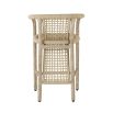 Wicker-style bar stool with cape effect back piece