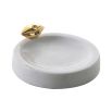 White marble tray with gold lips motif