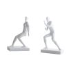 Male figure bookends in chalky white finish