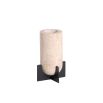 Beige travertine vase with black base