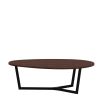 Organically shaped table top in various shades of brown wood