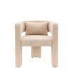 Upholstered cream armchair with open sides