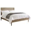 Light wooden superking size bed with cross pattern on headboard