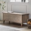 Lightly brushed chest crafted from Mindy wood with a stunning inlaid parquet-style design