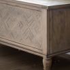 Lightly brushed chest crafted from Mindy wood with a stunning inlaid parquet-style design