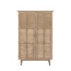 Wooden two door cupboard with rattan detailing