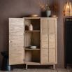 Wooden two door cupboard with rattan detailing