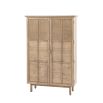 Wooden two door cupboard with rattan detailing