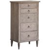 Tall light wooden five drawer chest