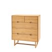 Stylish wooden chest of drawers with exposed corners