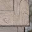 Lightly brushed coffee table crafted from Mindy wood with a stunning inlaid parquet-style design