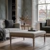 Lime wash wooden coffee table with bobble effect legs
