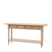 Lime wash wooden console table with bobble effect legs