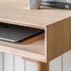 Warm wooden desk with chevron design