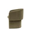 Tub-shaped dining chair with smooth green fabric