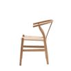 Wishbone back dining chairs with deeply curved back and distinctive hand woven seat