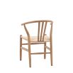 Wishbone back dining chairs with deeply curved back and distinctive hand woven seat