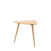 Triangular wooden dining table with three legs
