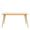 Triangular wooden dining table with three legs