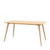 Triangular wooden dining table with three legs