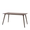 Triangular wooden dining table with three legs
