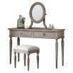 Light wooden two drawer dressing table with ring handles