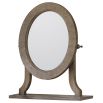 Light wooden round dressing table mirror with stand