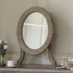 Light wooden round dressing table mirror with stand