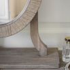 Light wooden round dressing table mirror with stand