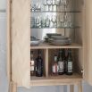 Warm wooden cocktail cabinet with chevron design