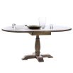 Round light wooden dining table