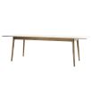 Warm wooden extendable dining table with chevron design