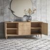 Warm wooden sideboard with chevron design