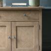 Lightly brushed sideboard crafted from Mindy wood with a stunning inlaid parquet-style design