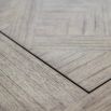 Lightly brushed sideboard crafted from Mindy wood with a stunning inlaid parquet-style design