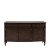 Traditional style sideboard with three drawers and three cupboards in dark brown