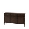Traditional style sideboard with three drawers and three cupboards in dark brown