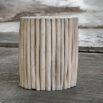 Side table crafted from natural teak wood pieces