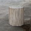 Side table crafted from natural teak wood pieces