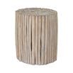 Side table crafted from natural teak wood pieces