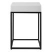 Minimalist black frame side table with white marble top
