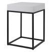 Minimalist black frame side table with white marble top