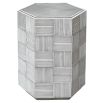 Grey hexagonal side table with reeded detailing