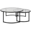 Set of two sophisticated nesting tables finished in contemporary satin black