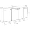 Light wood sideboard with four doors and black accents