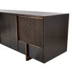 Geometric design sideboard with brown veneer finish and mesh panelling